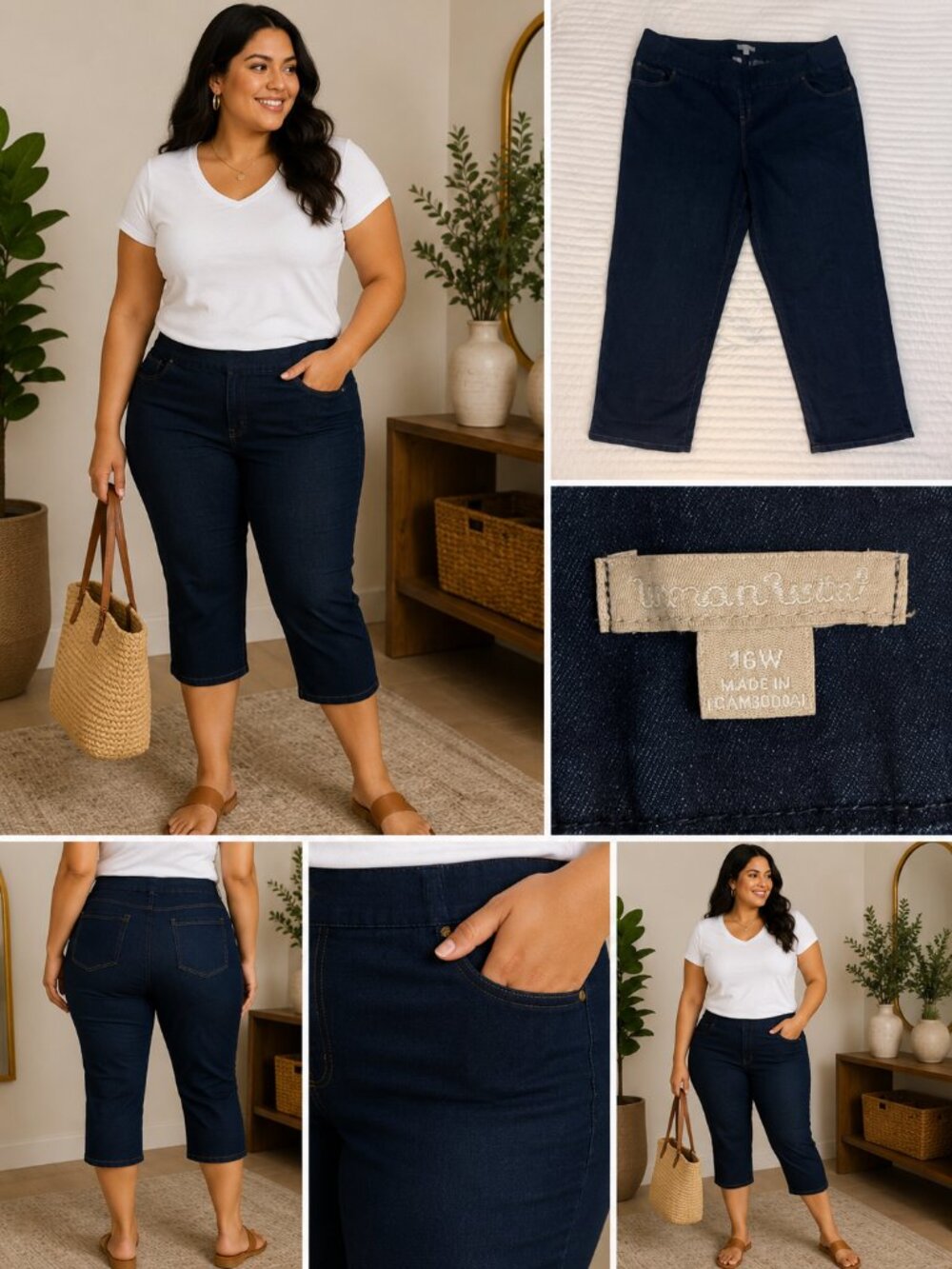 Woman Within Denim Capris | Stretch Cropped Jeans | Plus Size 26W